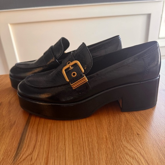 Dolce Vita Black Loafers with Gold Buckle - Picture 11 of 12